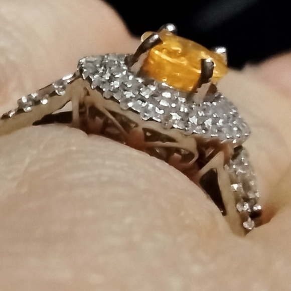 Spessartine Garnet with White Zircon in Platinum Over Sterling Silver - Picture 3 of 3